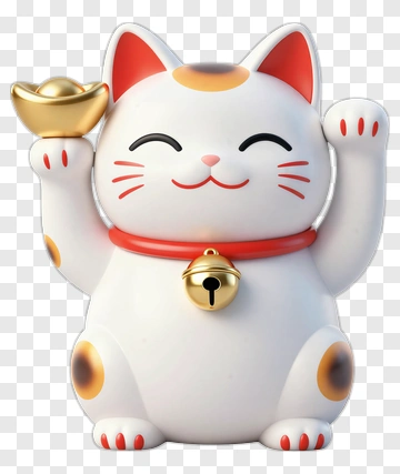 Maneki-neko Cat Figurine PNG