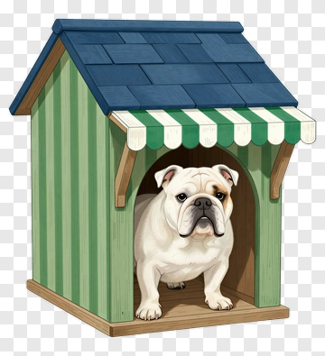 Bulldog In Dog House PNG