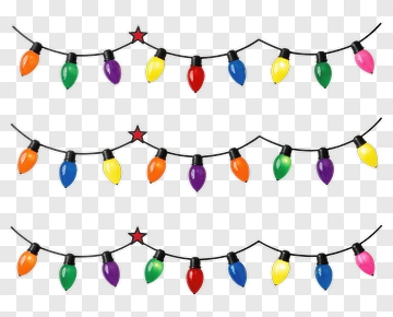String Of Colorful Christmas Lights With Star PNG