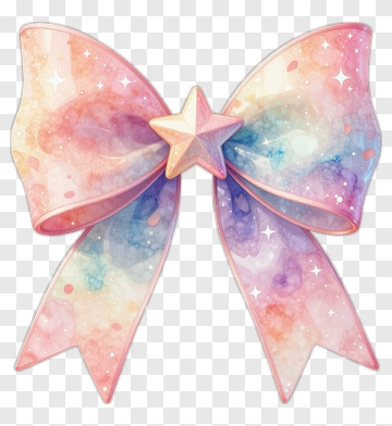 Glowing Rainbow Bow With Star PNG