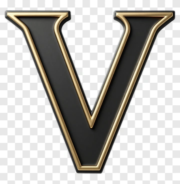 Black Letter V With Gold Outline PNG