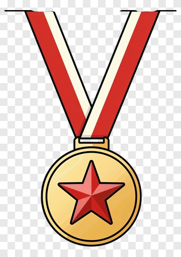 Golden Medal With Red Star PNG