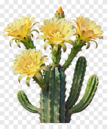 Blooming Cactus With Yellow Flowers PNG