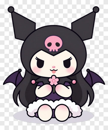 Kuromi Holding A Flower PNG