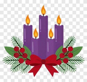 Advent Wreath With Candles And Berries PNG