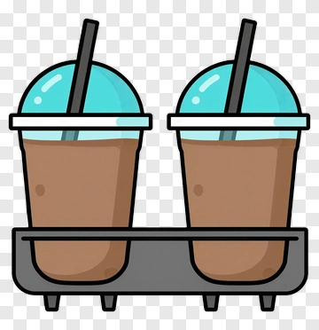 Two Iced Coffee Drinks With Straws PNG