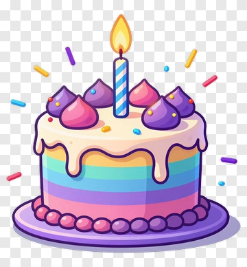 Birthday Cake With Rainbow Layers PNG