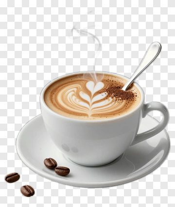 Steam Rising From Coffee Cup With Latte Art PNG