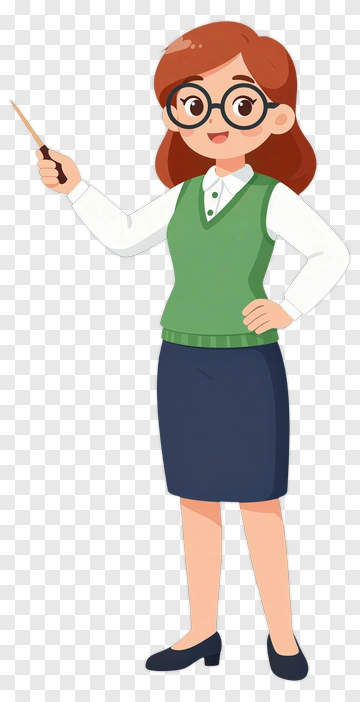 Cartoon Teacher Pointing At Chalkboard PNG