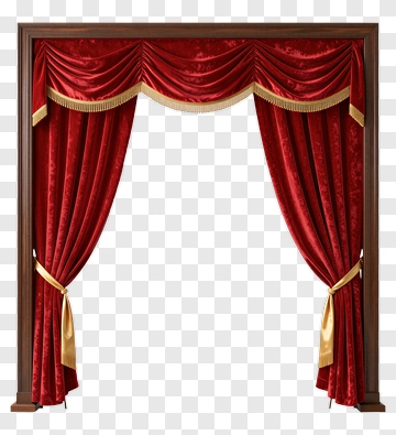 Red Velvet Curtain With Gold Fringe PNG