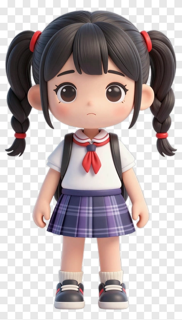 Cute Schoolgirl With Pigtails PNG