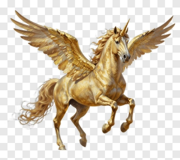 Golden Winged Unicorn PNG
