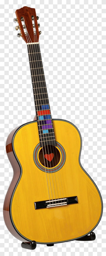 Acoustic Guitar With Heart Design PNG