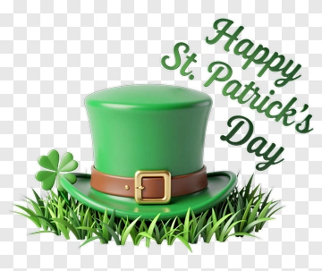 Happy St Patrick's Day Hat And Clover PNG