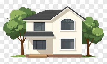 Cartoon Style House With Trees PNG