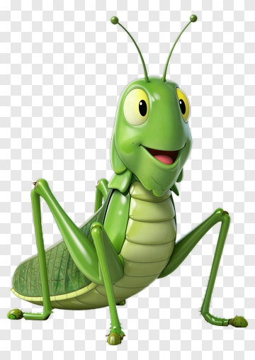 Green Grasshopper Character PNG