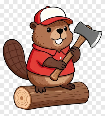 Cartoon Beaver Woodcutter PNG