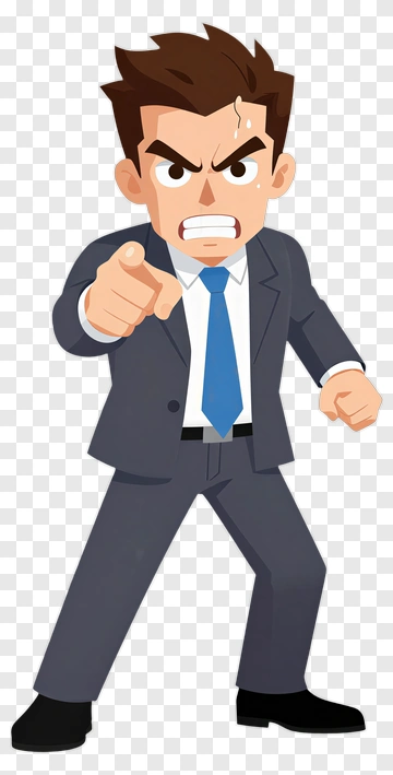 Angry Businessman Pointing Fingers PNG
