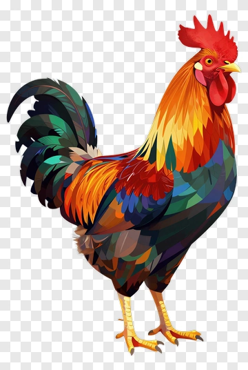 Colorful Rooster Illustration PNG