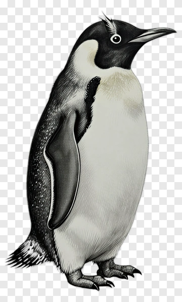 Realistic Hand Drawn Penguin PNG