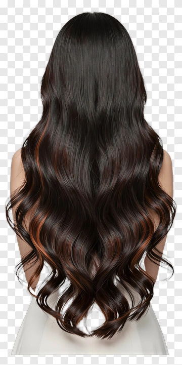 Long Curly Hair With Brown Highlights PNG
