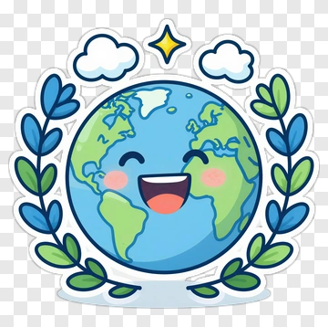 Happy Earth With Laurel Wreath PNG