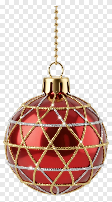 Red Christmas Ornament With Gold And Silver Details PNG