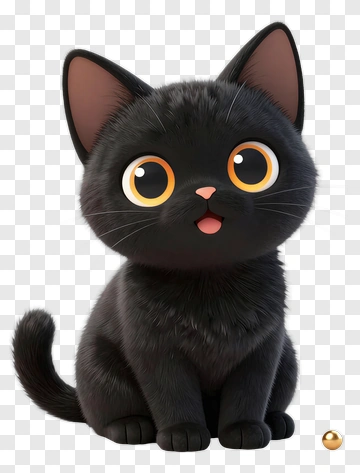Cute Black Cat With Orange Eyes PNG