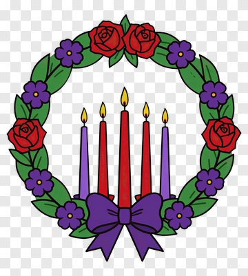 Kwanzaa Wreath With Candles And Flowers PNG
