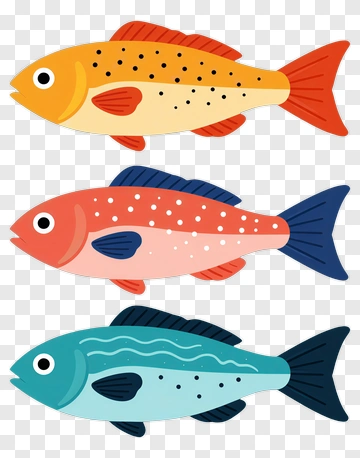 Three Colorful Cartoon Fish PNG