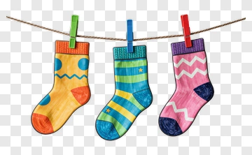 Colorful Hand-Drawn Socks Hanging PNG