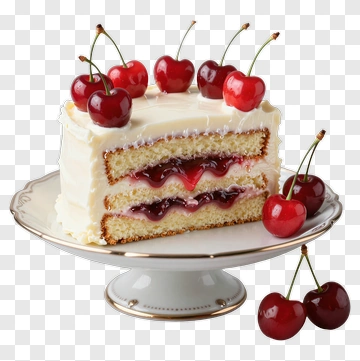 Cherry Cake With Fresh Cherries PNG