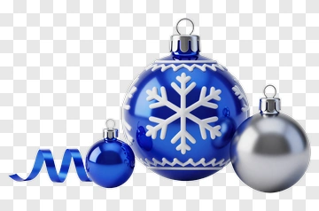 Blue And Silver Christmas Ornaments With Snowflake PNG