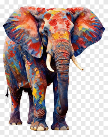 Colorful Watercolor Elephant PNG