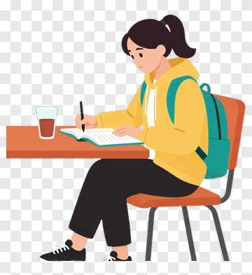 Student Studying At Desk PNG