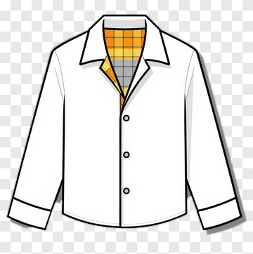 White Shirt With Plaid Collar PNG