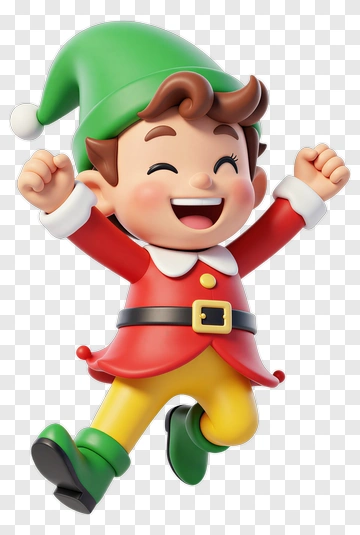 Happy Jumping Elf PNG