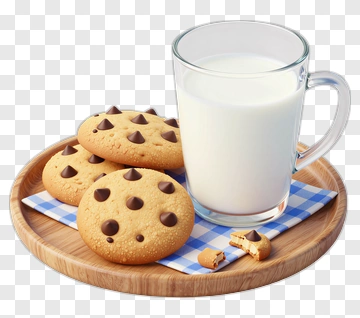 Chocolate Chip Cookie With Milk PNG