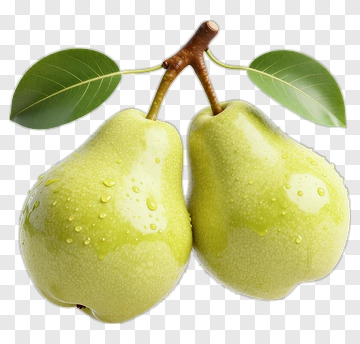 Two Green Pears With Leaves PNG