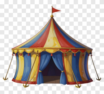 Circus Tent With Colorful Stripes PNG