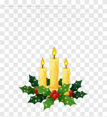Three Candles With Holly And Berries PNG