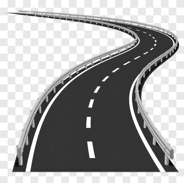 Curved Highway With Guardrails PNG