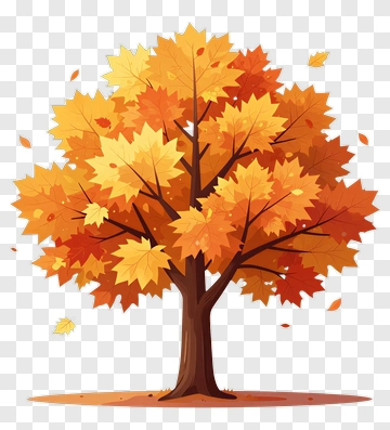 Autumn Tree With Falling Leaves PNG