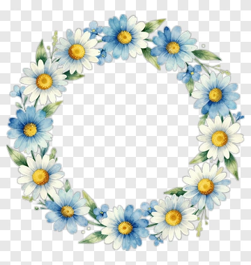 Blue And White Flower Wreath PNG