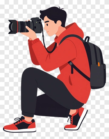 Photographer With Camera And Backpack PNG