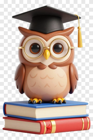 Owl Wearing Graduation Cap And Glasses PNG