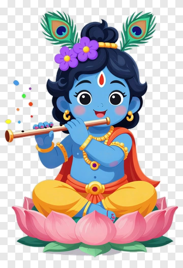 Blue Krishna Playing Flute PNG