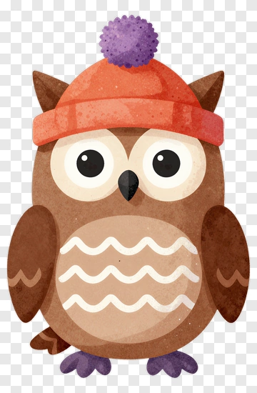 Cute Owl In Winter Hat PNG