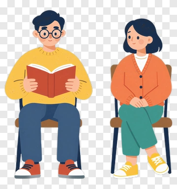 Man And Woman Reading Together PNG