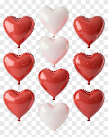 Heart Balloons In Red And White PNG